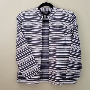 Peck & Peck blue and silver striped jacket 3/4 sleeve vintage